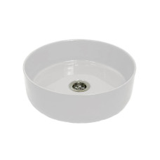 Раковина, умивальник Adamant ARENA, штучний камінь, кругла, без отвору для змішувача та переливу, 360х113мм, накладний, білий