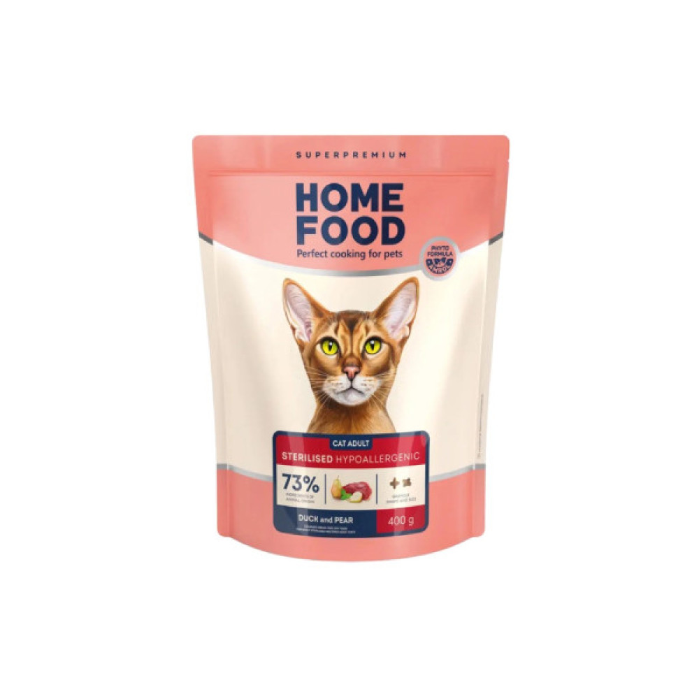 Сухий корм для кішок Home Food Grain-free hypoallergenic Suitable for exotic breeds з качкою та грушею 400 г (4820235020156)