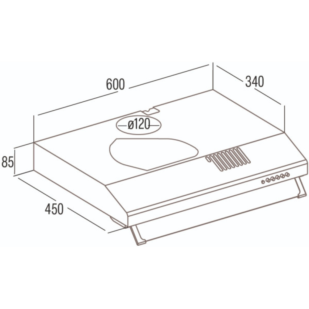 Витяжка Cata пласка , 60см, 350м.куб/год, 3 швидк, LFK 6001 Wh, білий
