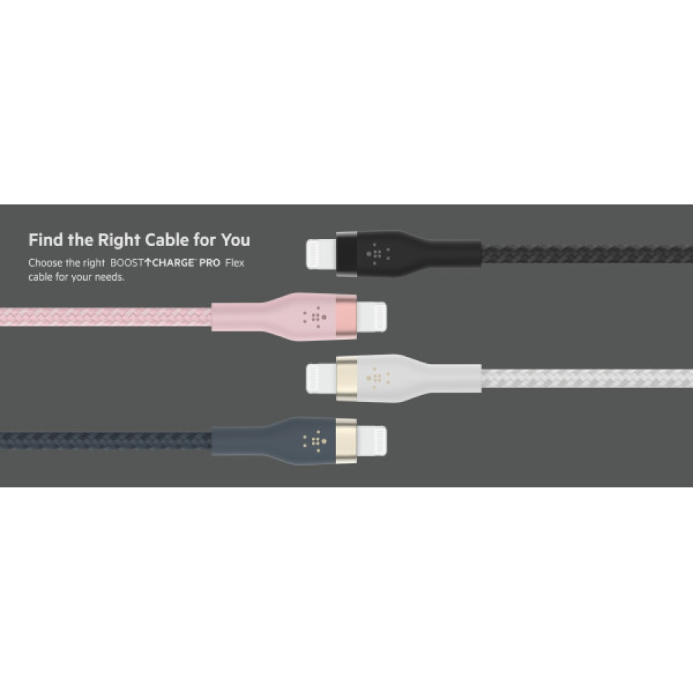 Кабель USB-A > Lightning заряджання/синхронізації Belkin 1м, плетений, силіконовий, з ремінцем на магніті, чорний