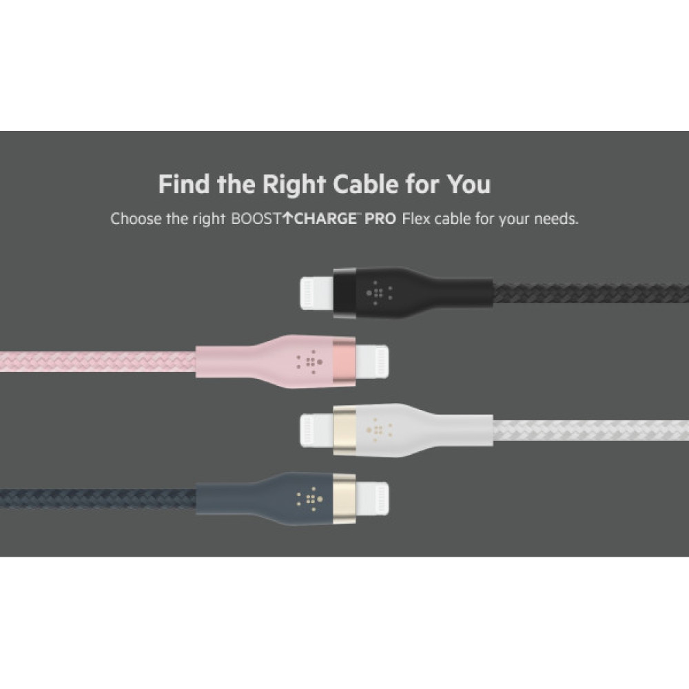 Кабель USB-A > Lightning заряджання/синхронізації Belkin 1м, плетений, силіконовий, з ремінцем на магніті, чорний