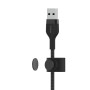 Кабель USB-A > Lightning заряджання/синхронізації Belkin 1м, плетений, силіконовий, з ремінцем на магніті, чорний