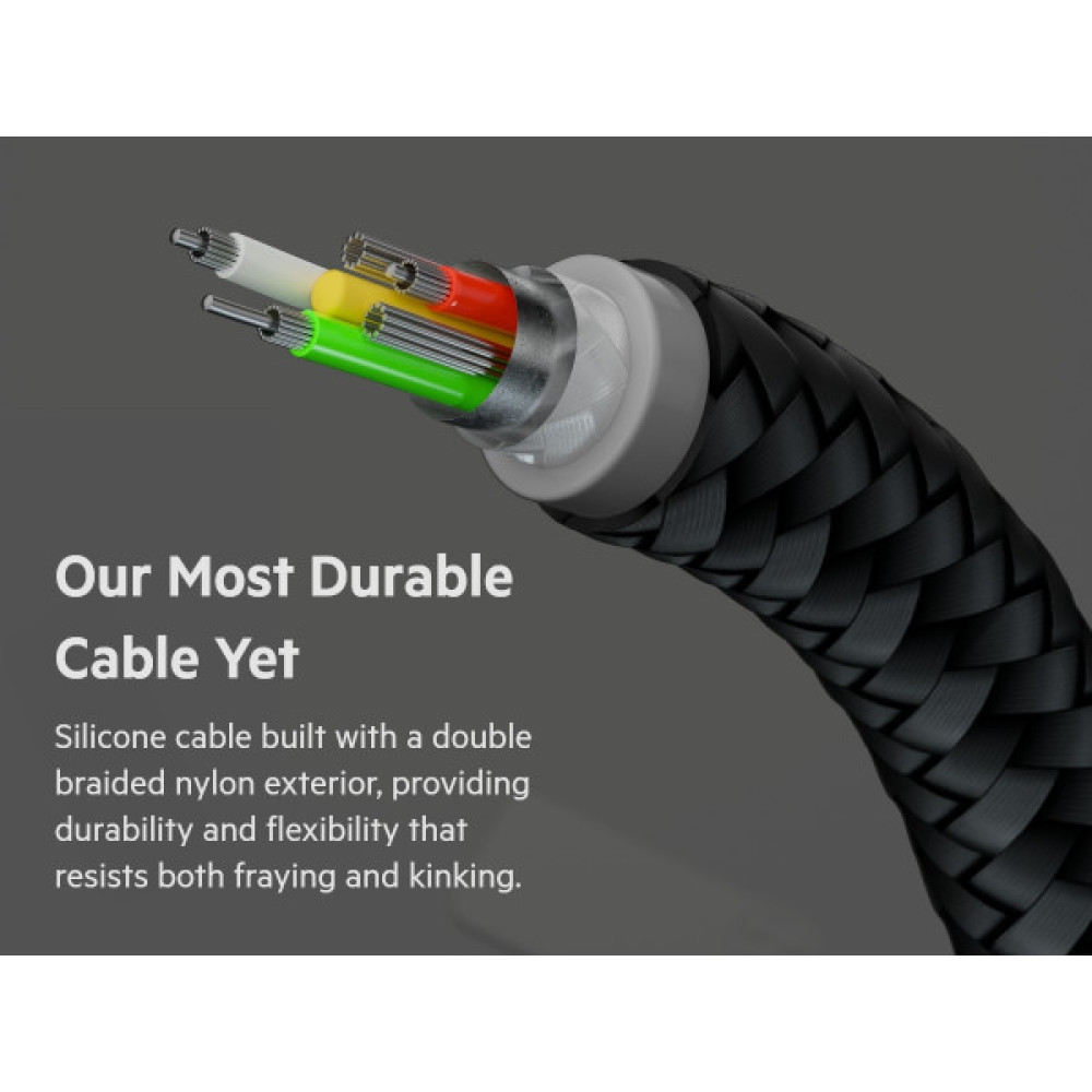Кабель USB-A > Lightning заряджання/синхронізації Belkin 1м, плетений, силіконовий, з ремінцем на магніті, чорний