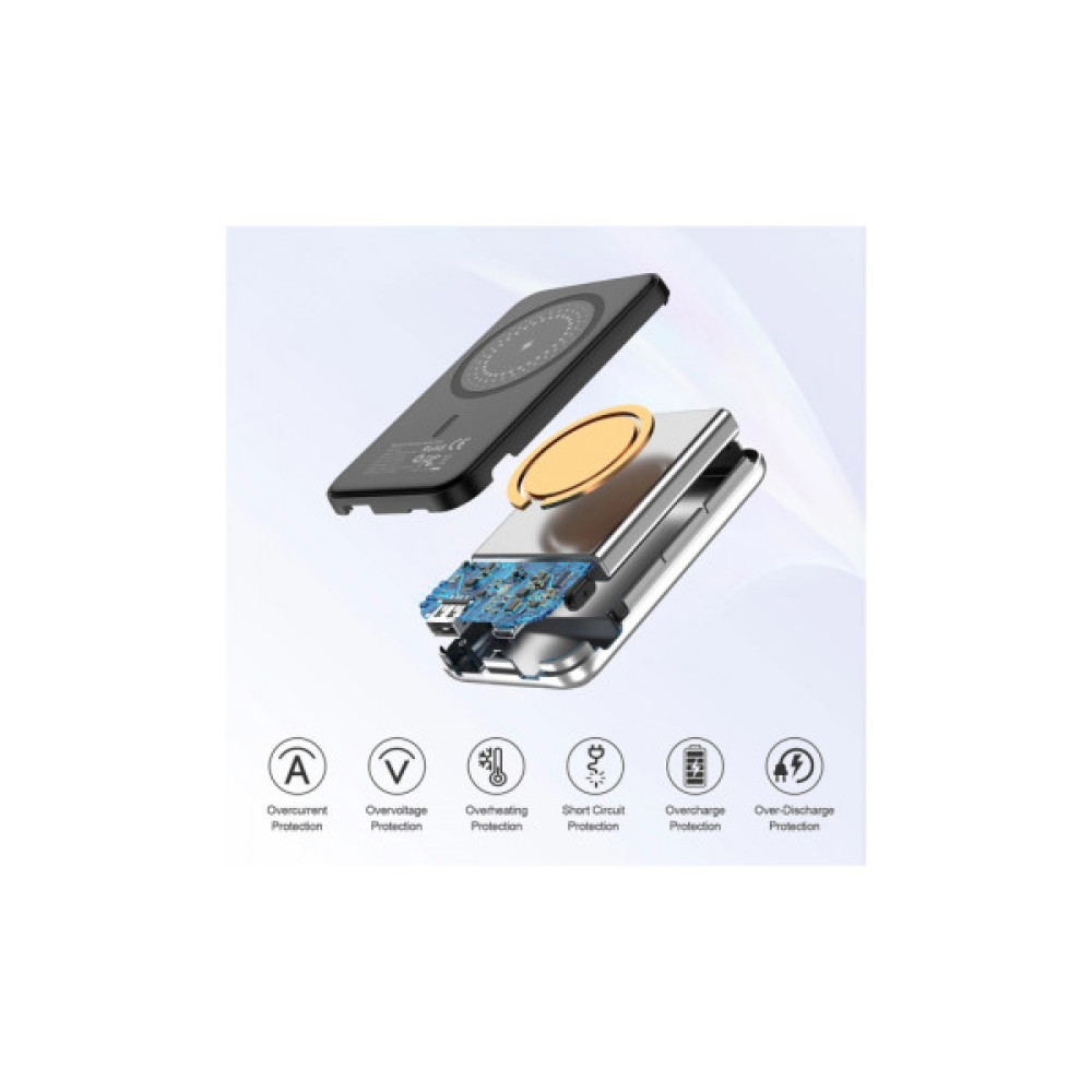Батарея універсальна Choetech Magnetic Wireless 5000mAh 10W, USB-A,USB-C In/Out (B655 / 6932112104779)