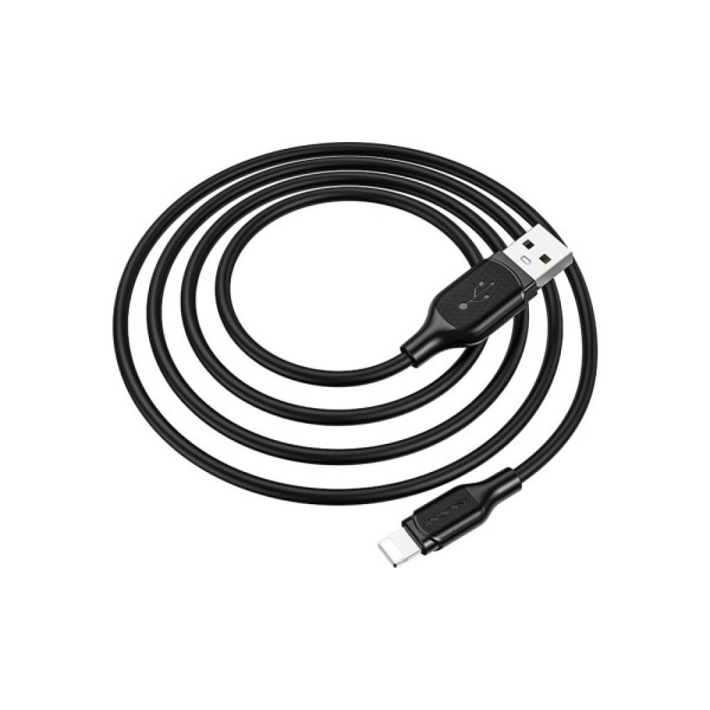Дата кабель USB 2.0 AM to Lightning 1.0m 2.4A silicone BX42 black BOROFONE (6931474736727)