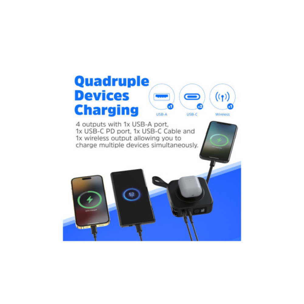 Батарея універсальна Energizer Magnetic Wireless 10000mAh 20W PD, AC зарядка, QI/15W, built-in USB-C (QM10001AC)