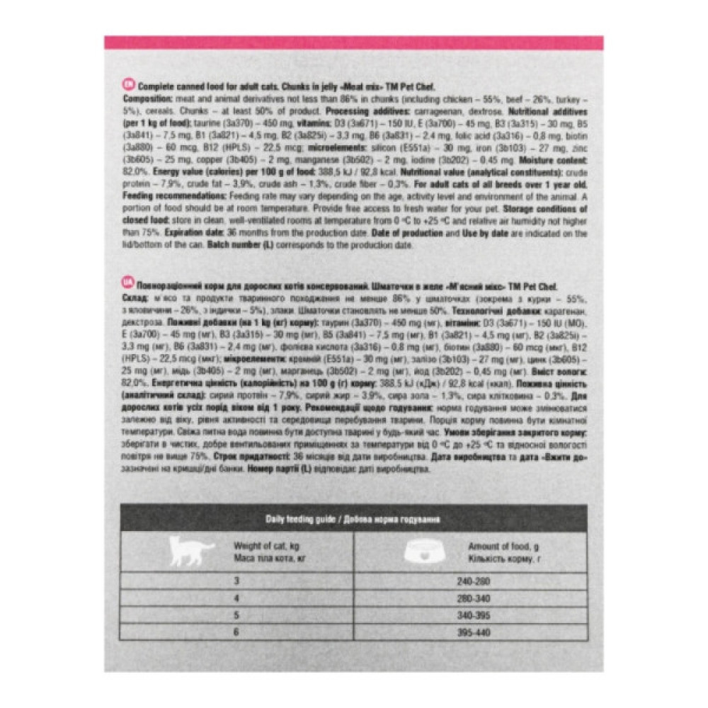 Вологий корм для кішок Pet Chef М'ясний мікс 200 г (4820255194059)