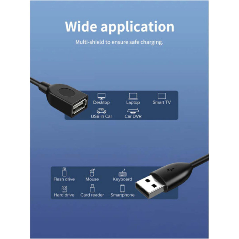 Дата кабель USB 2.0 AM/AF 0.5m Cabletime (CA915156)
