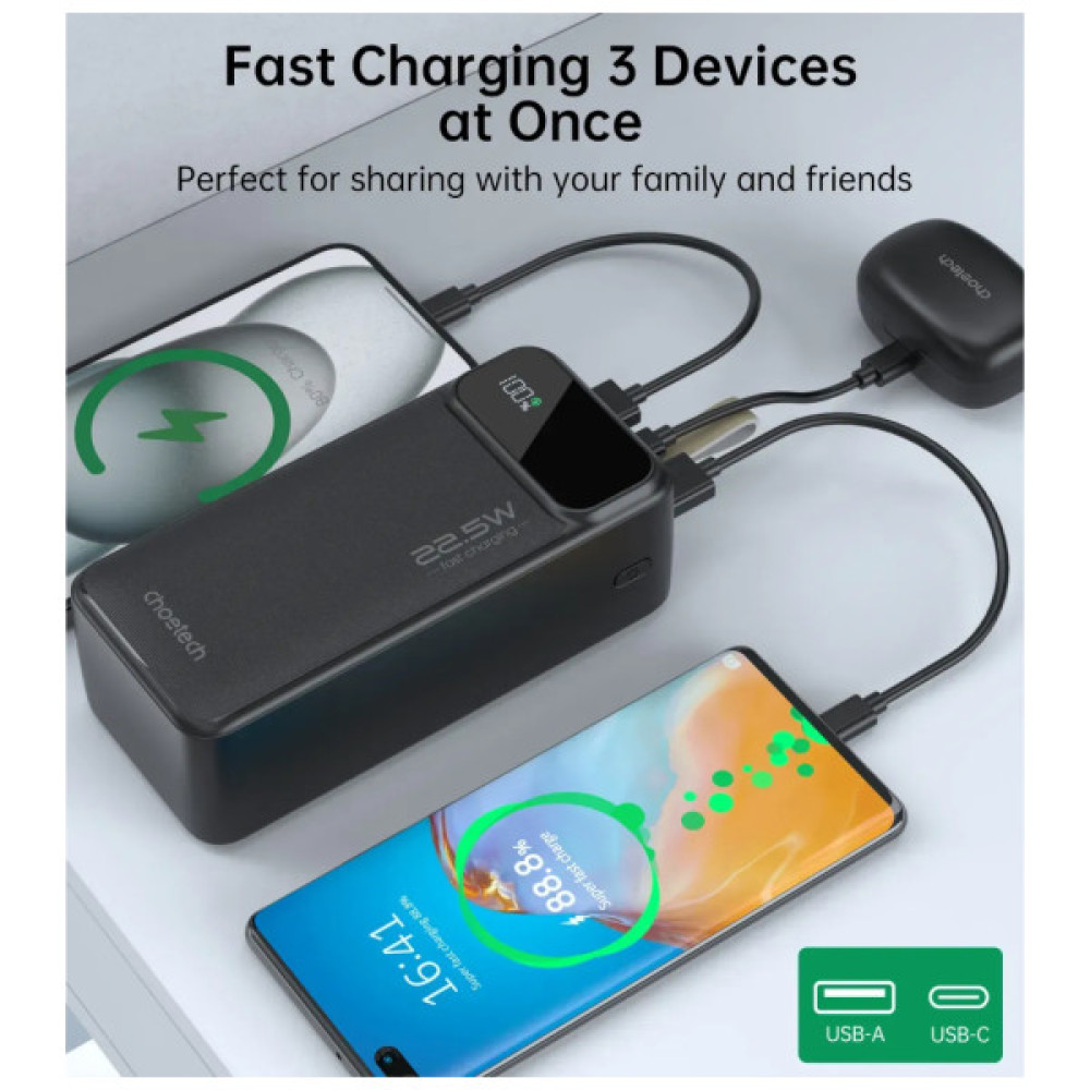 Батарея універсальна Choetech 40000mAh, PD/22.5W, QC, AFC (B731)