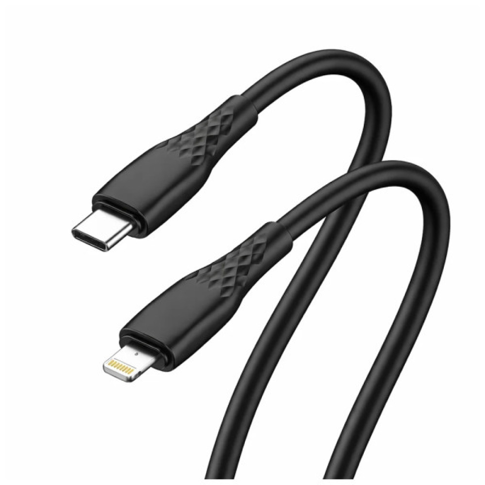 Дата кабель USB-C to Lightning 1.0m PD30W textured PVC black ColorWay (CW-CBPDCL094-BK)