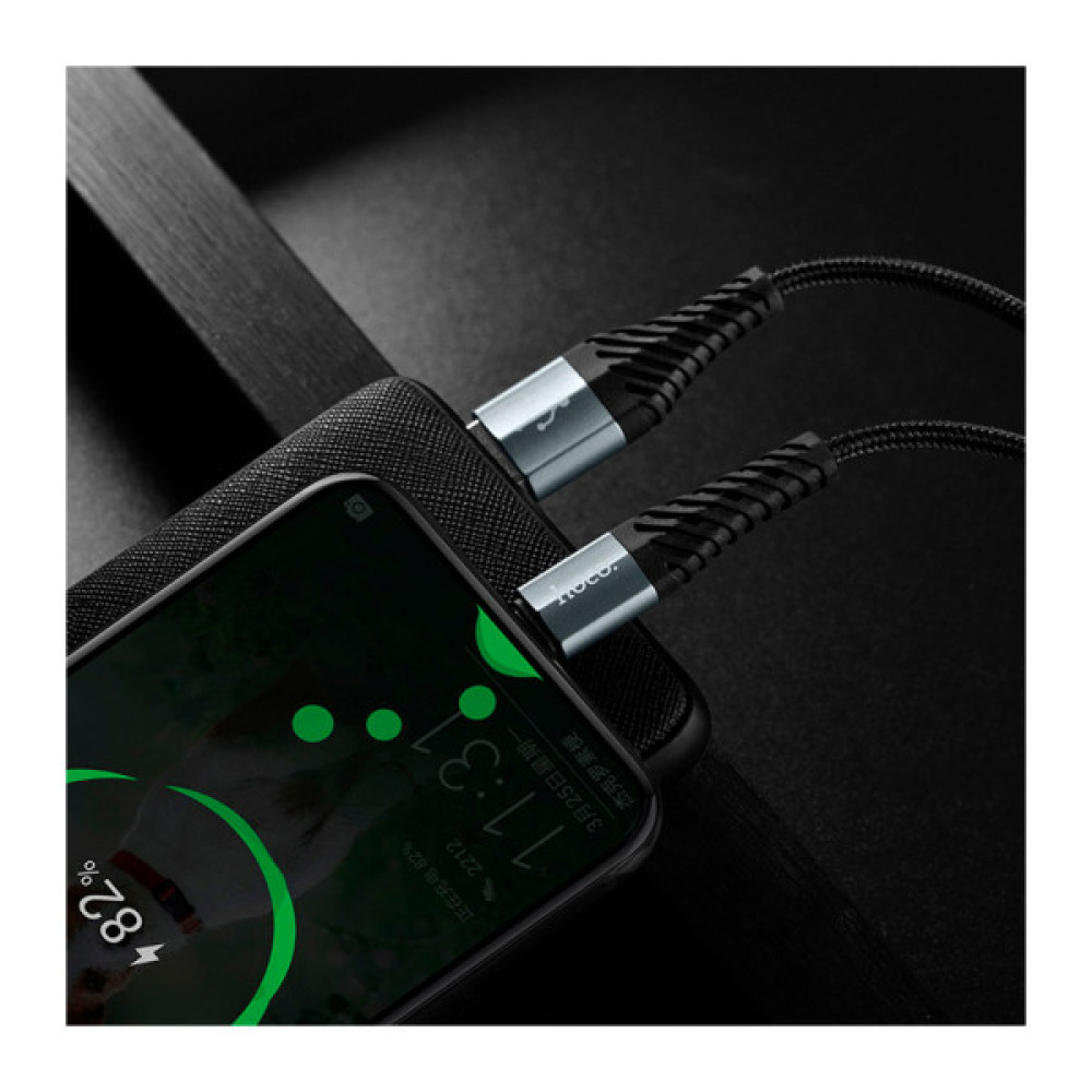 Дата кабель USB 2.0 AM to USB-C 1.0m X38 Cool black HOCO (6931474710567)