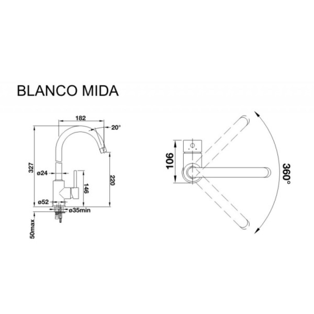 Змішувач Blanco MIDA БЕЛЫЙ (519418)