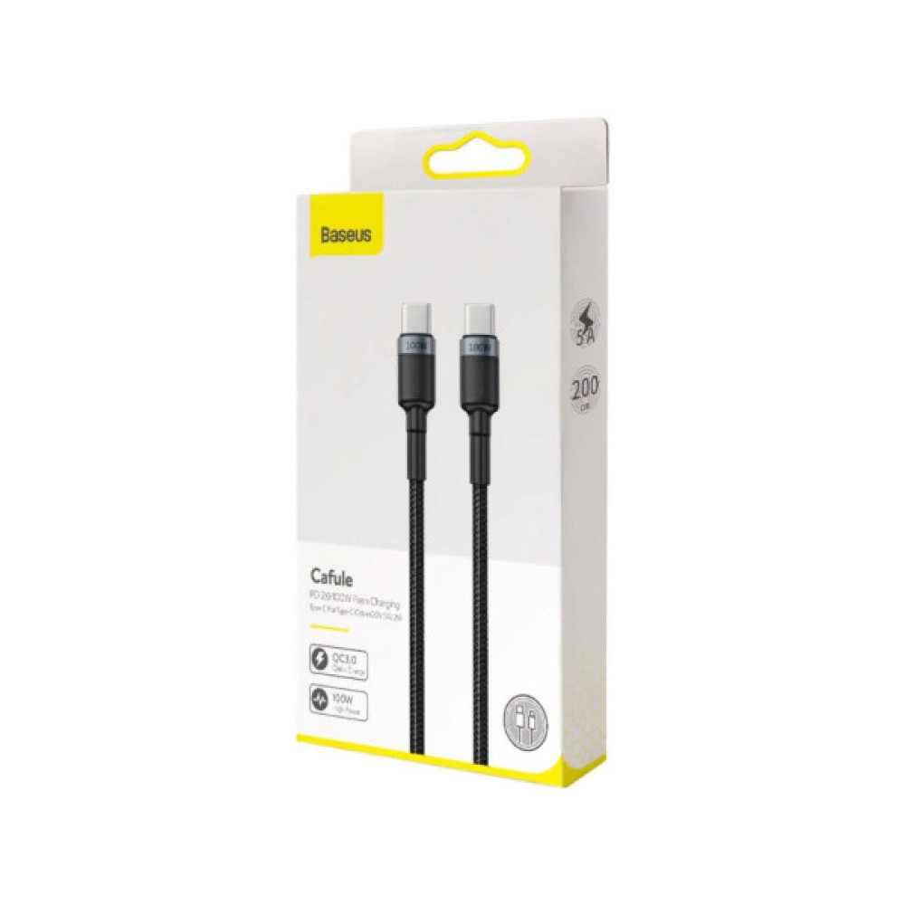 Дата кабель USB-C to USB-C 2.0m PD2.0 100W (20V/5A) red+black Baseus (CATKLF-AL91)