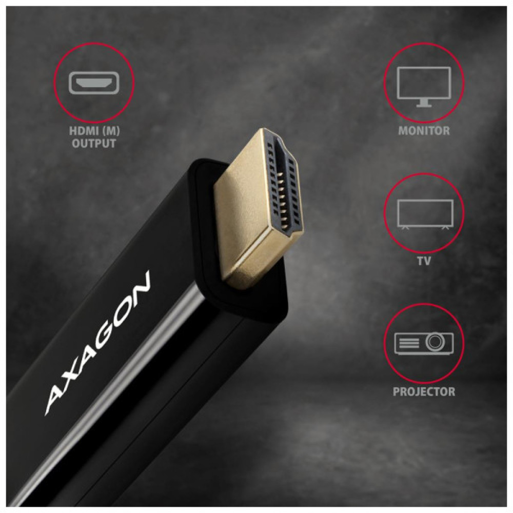 Кабель мультимедійний HDMI M to DisplayPort M 1.8m 4K30Hz black AXAGON (RVD-HI14C2)