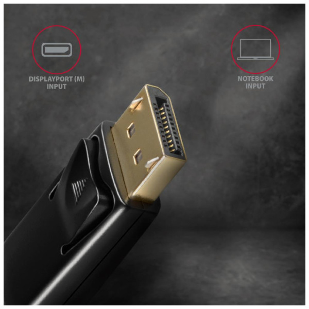 Кабель мультимедійний HDMI M to DisplayPort M 1.8m 4K30Hz black AXAGON (RVD-HI14C2)