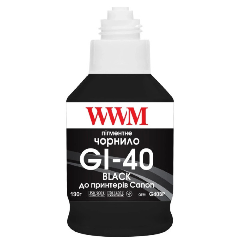 Чорнило WWM Canon GI-40 для G5040/G6040 190г Black Pigmented (KeyLock) (G40BP) Чорнило WWM Canon GI-40 для G5040/G6040 190г Black Pigmented (KeyLock) (G40BP)