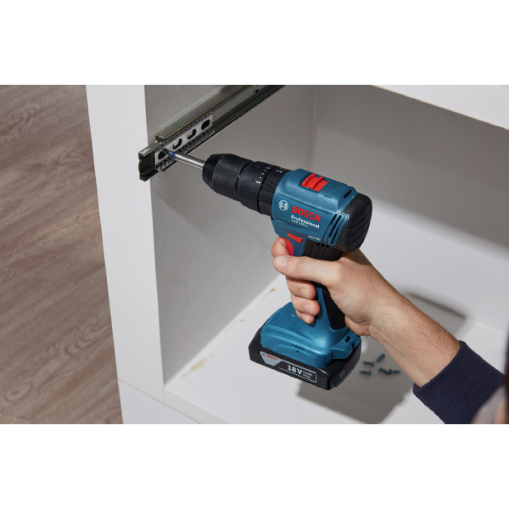Шурупокрут-дриль ударний акумуляторний Bosch Professional GSB 185-LI 18В 2х2.0А·год 50Нм 500·1900об·хв кейс 1кг