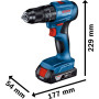 Шурупокрут-дриль ударний акумуляторний Bosch Professional GSB 185-LI 18В 2х2.0А·год 50Нм 500·1900об·хв кейс 1кг