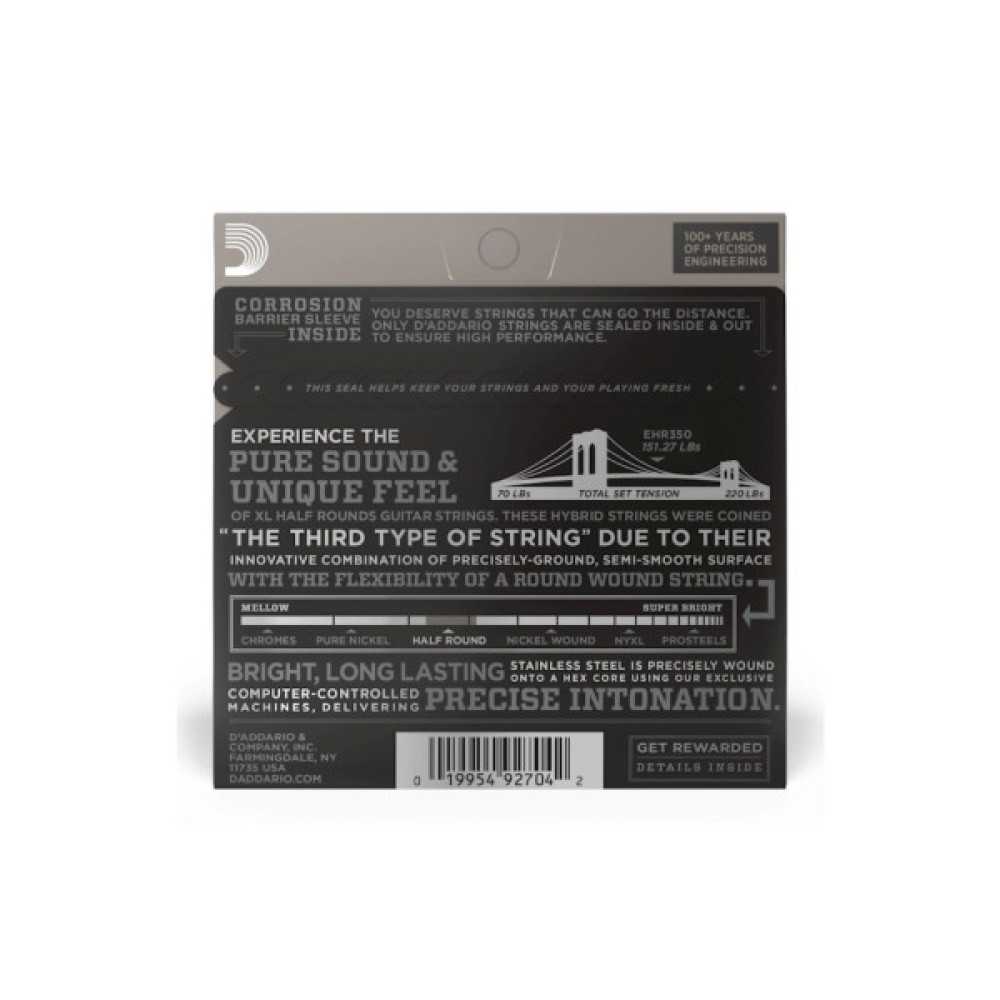 Струни для гітари D'Addario XL Half Rounds Jazz Light (12-52) (EHR350)