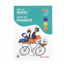 Альбом для малювання Rosa Kids склейка Cats on a Вicycle А4 30 аркушів (4823098543022)