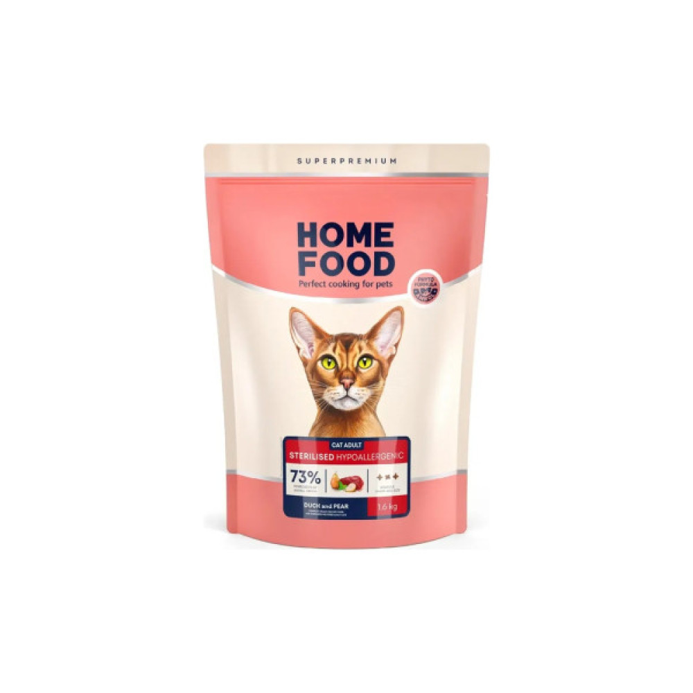Сухий корм для кішок Home Food Grain-free hypoallergenic Suitable for exotic breeds з качкою та грушею 10 кг (4820235020637)