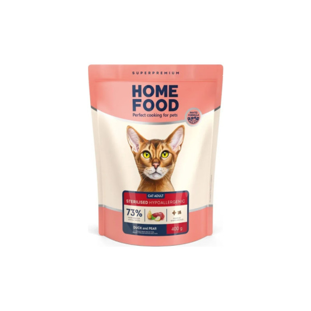 Сухий корм для кішок Home Food Grain-free hypoallergenic Suitable for exotic breeds з качкою та грушею 10 кг (4820235020637)