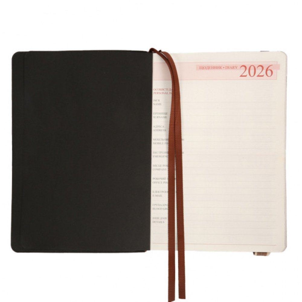 Тижневик Leo planner А5 датований 2026 "Trend", м‘який, чорний, 368 сторінок (252693)