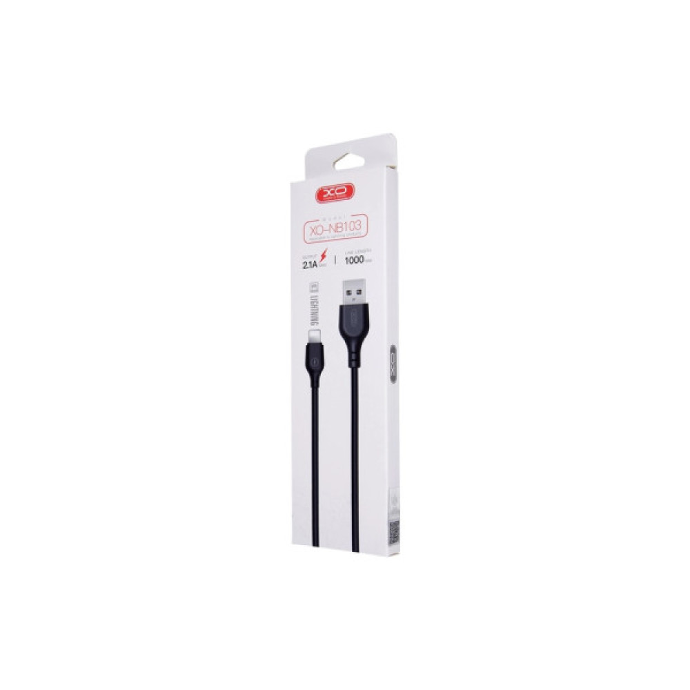 Дата кабель USB 2.0 AM to Lightning 1.0m 2.1A NB103 black XO (6920680862702)