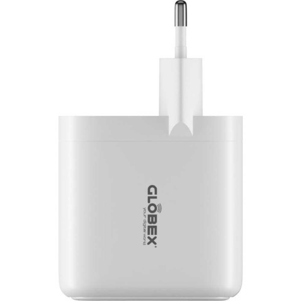 Зарядний пристрій Globex GaN 1xUSB + 1xUSB-C 65W FastPower white (GaN65WAC)