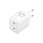 Зарядний пристрій Vention 2xUSB-C PD45W GaN white (FEFW0-EU)