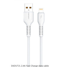 Дата кабель USB 2.0 AM to Lightning 1.0m 2.4A silicone white Denmen (DM-D42L-WH)