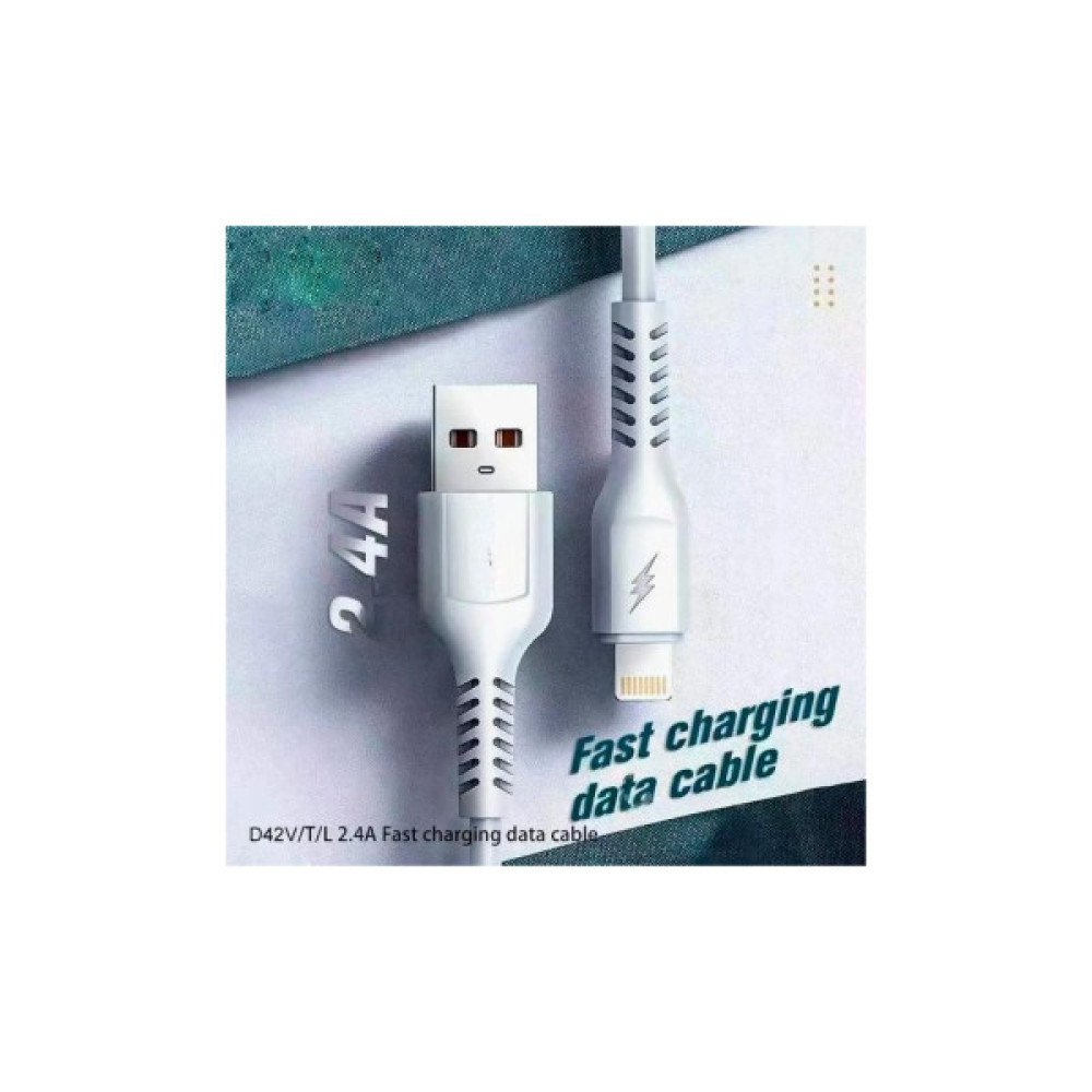 Дата кабель USB 2.0 AM to Lightning 1.0m 2.4A silicone white Denmen (DM-D42L-WH)