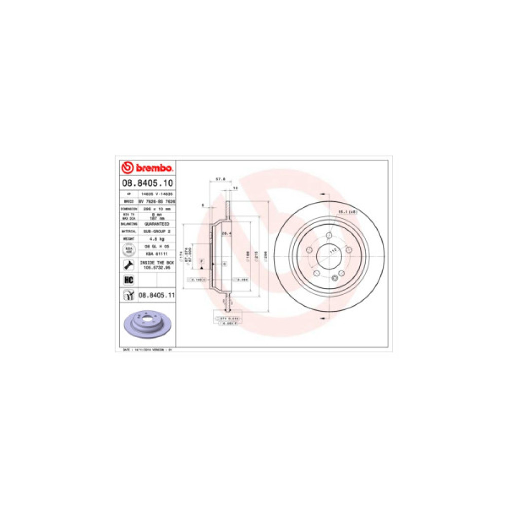 Гальмівний диск Brembo 08.8405.10