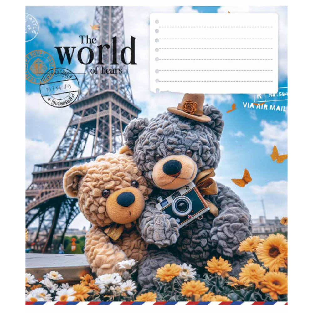 Зошит Школярик The World of Bears 12 аркушів клітинка (012-3443K)