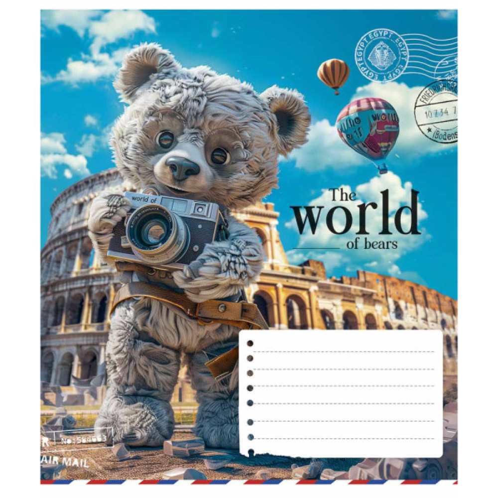 Зошит Школярик The World of Bears 12 аркушів клітинка (012-3443K)