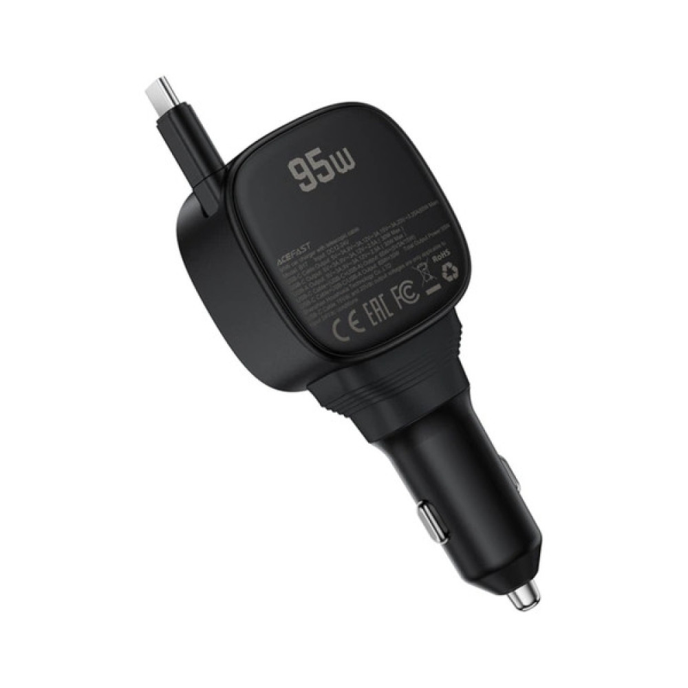 Зарядний пристрій Acefast 1xUSB-C PD95W + telescopic cable USB-C black (6974316285946)