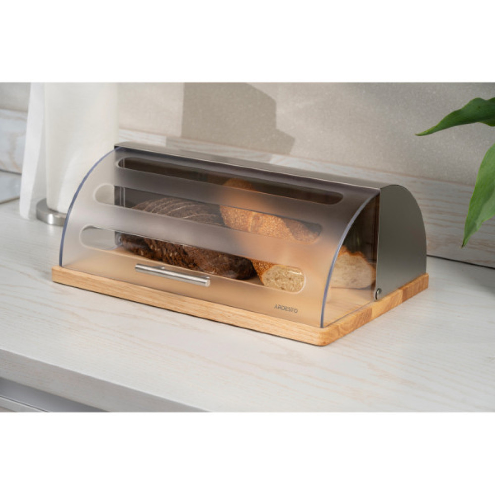 Хлібниця Ardesto Gemini 39х27х15см, дерево, пластик, нержавіюча сталь (AR0914GB)