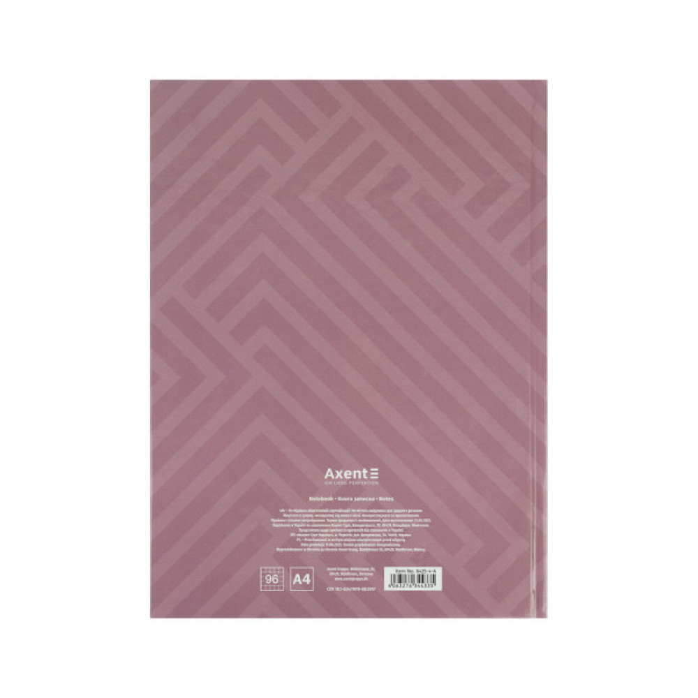 Книга записна Axent A4 Pattern, 96 аркушів клітинка, рожевий (8425-4-A)