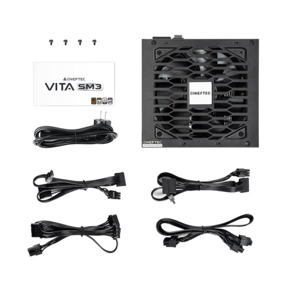 Блок живлення CHIEFTEC Vita SM3  (650W), >85%, 80+ Bronze, 120мм, 1xMB 24pin(20+4), 2xCPU 8pin(4+4), 3xMolex, 6xSATA, 2xPCIe 8pin(6+2), 1xPCIe GEN5 16pin, Modular