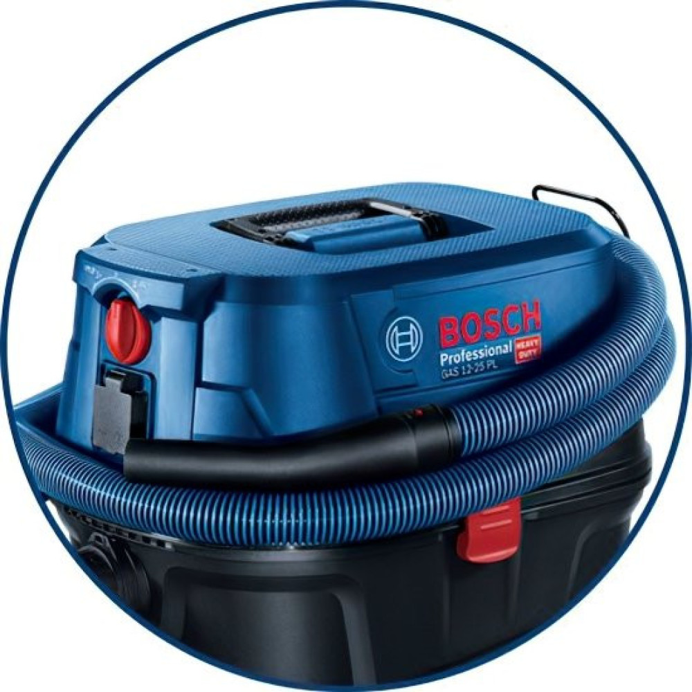 Пилосос професійний Bosch Professional GAS 12-25 PL, 1350Вт, 200мБар, контейнер 25л, НЕРА Н13, 9кг