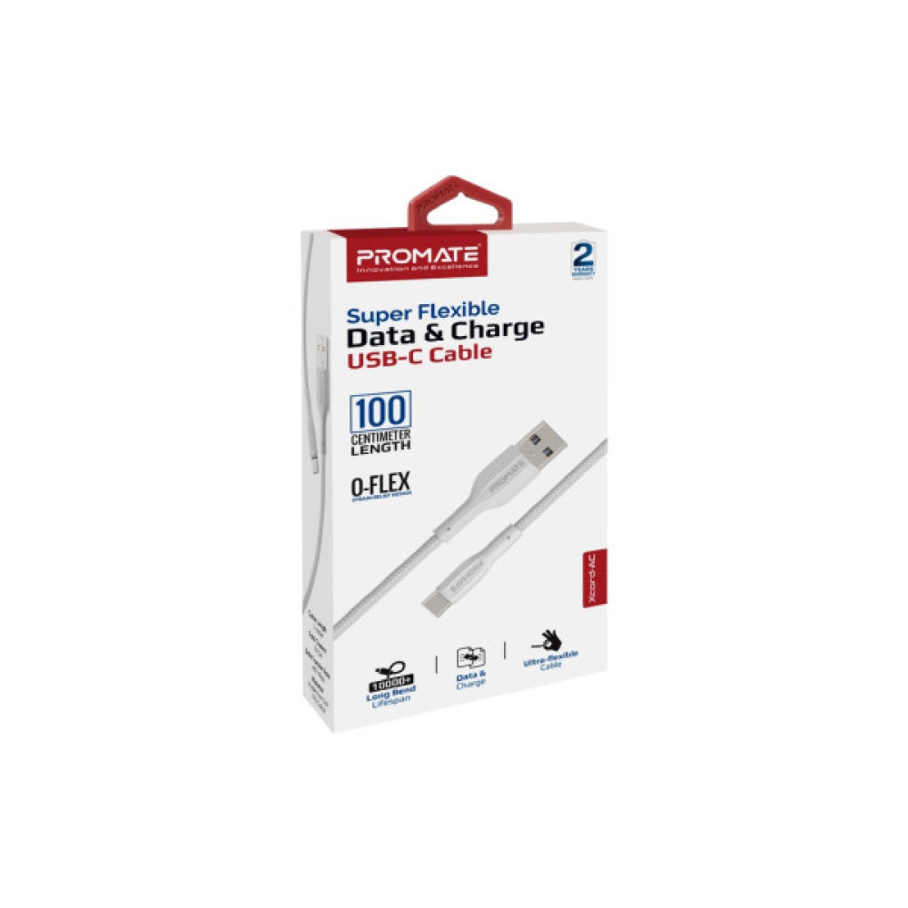 Дата кабель USB 2.0 AM to USB-C 1.2m Promate (xcord-ac.white)