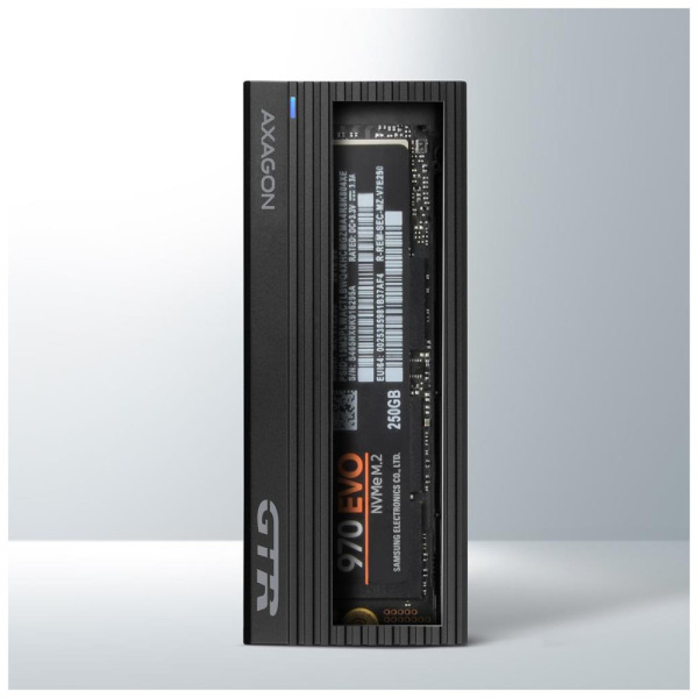Кишеня зовнішня AXAGON USB-C 3.2 Gen 2 metal box for M.2 NVMe SSD THIN RIB (EEM2-GTR)