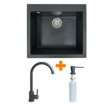 Набір кухонний Adamant Univer, штучний камінь, квадрат, без крила, 560х500х200мм, чаша - 1, врізна, графіт + змішувач та дозатор Набір кухонний Adamant Univer, штучний камінь, квадрат, без крила, 560х500х200мм, чаша - 1, врізна, графіт + змішувач та дозатор