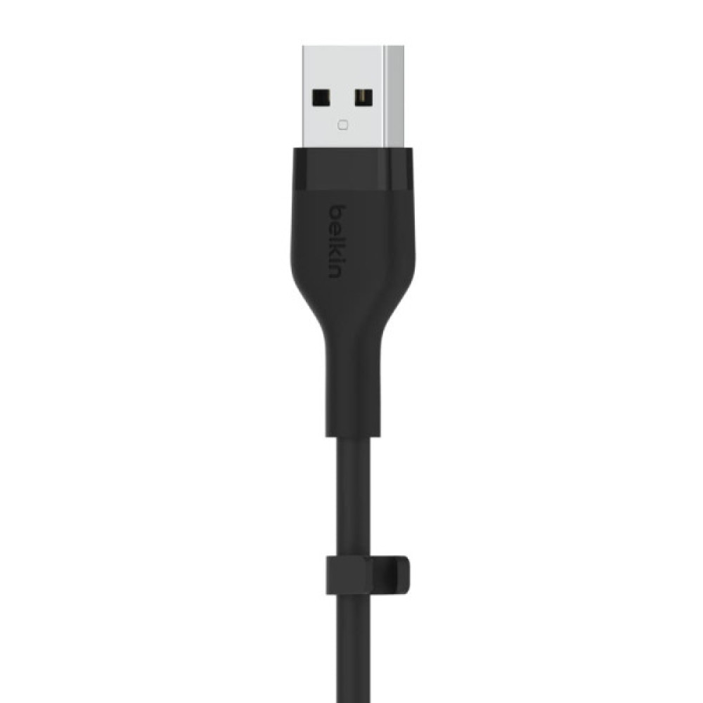 Кабель USB-A > USB-C заряджання/синхронізації Belkin 3м, 15Вт, Type-C, силіконовий з кліпсою, чорний