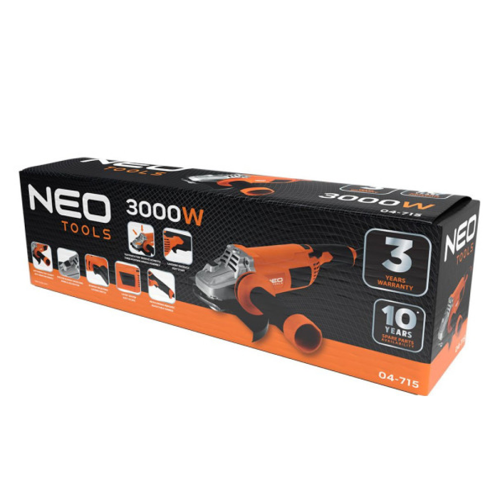 Шліфмашина кутова Neo Tools 230мм 3000Вт 6600об·хв 5.6кг