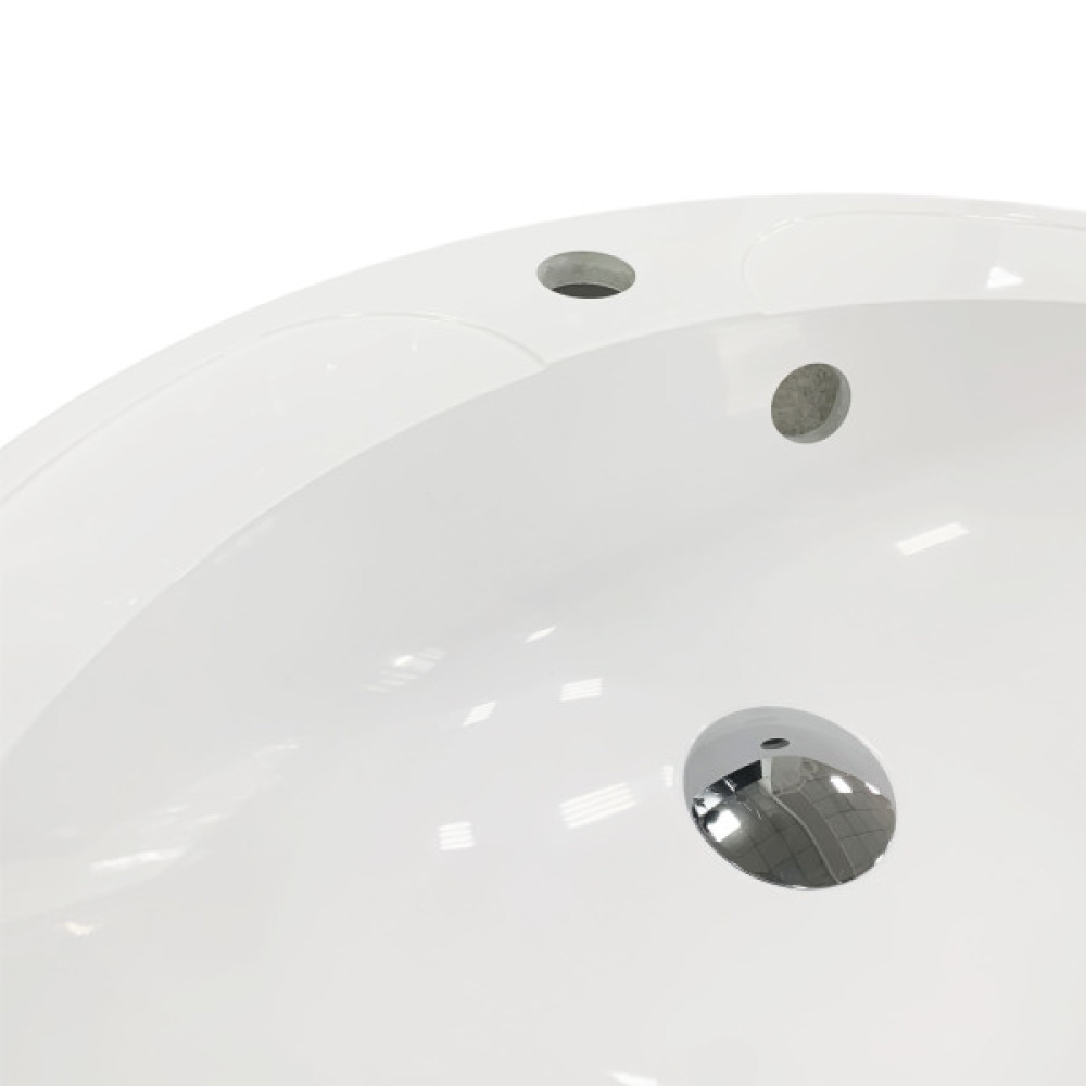 Раковина, умивальник Adamant Lauf New, штучний камінь, овальна, без отвору для змішувача, з отвором для переливу, 540х445х130мм, накладний, білий