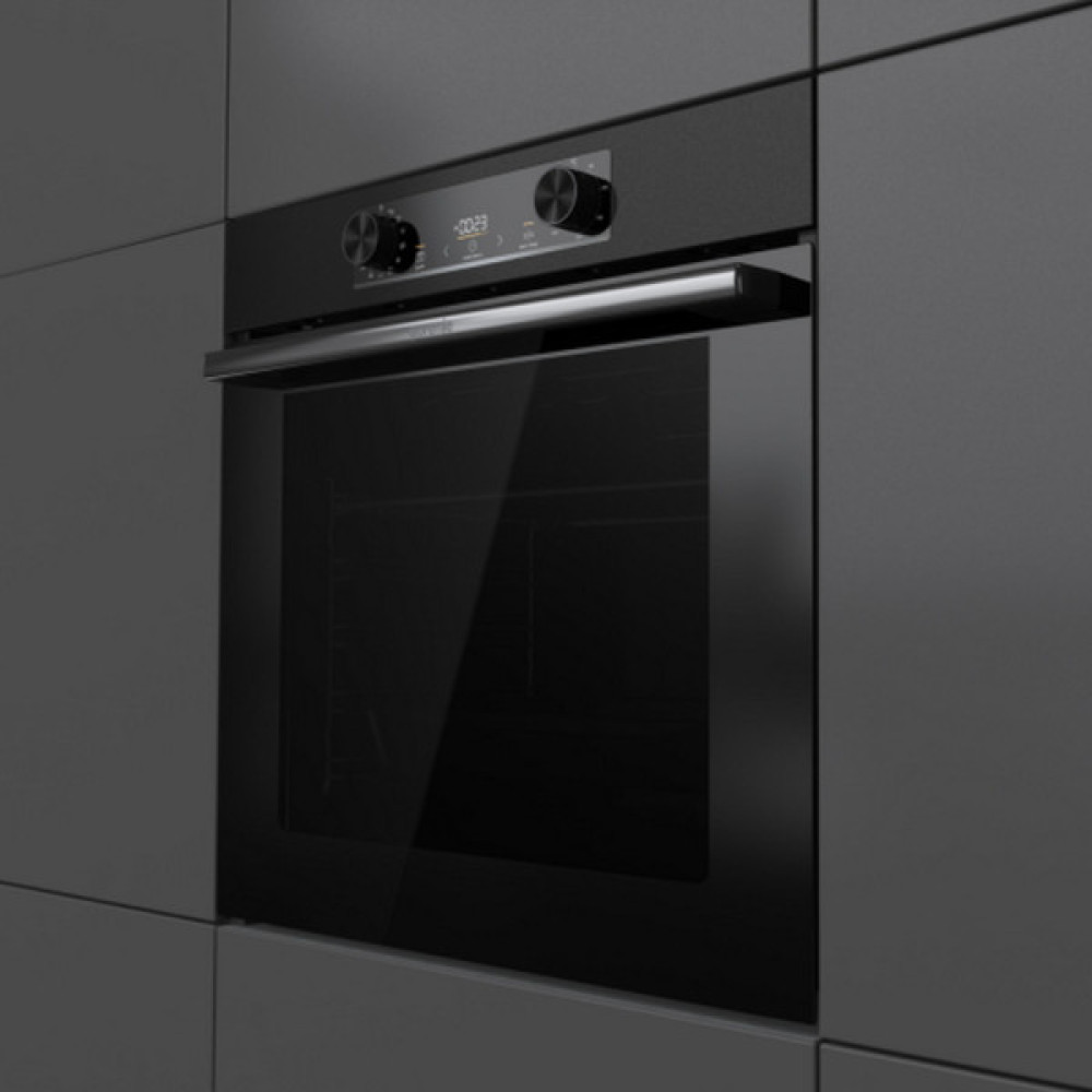 Духова шафа Gorenje електрична, 77л, A+, дисплей, IconLed, піроліз, чорний
