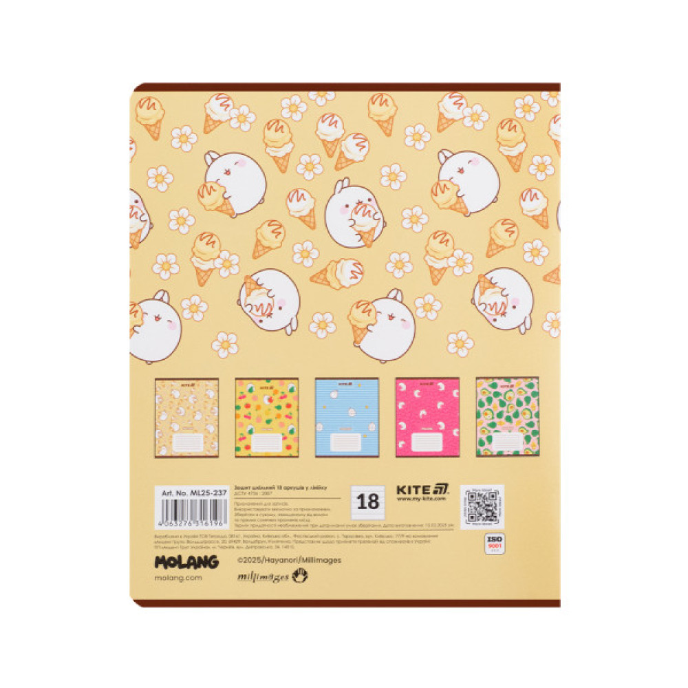 Зошит Kite Molang, 18 аркушів, лінія (ML25-237)