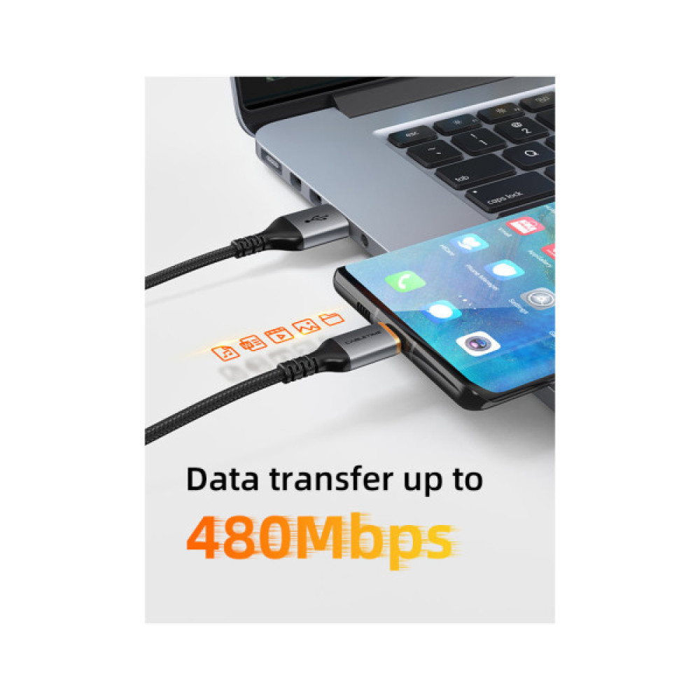 Дата кабель USB 2.0 AM to USB-C 1.5m Cabletime (CA915224)