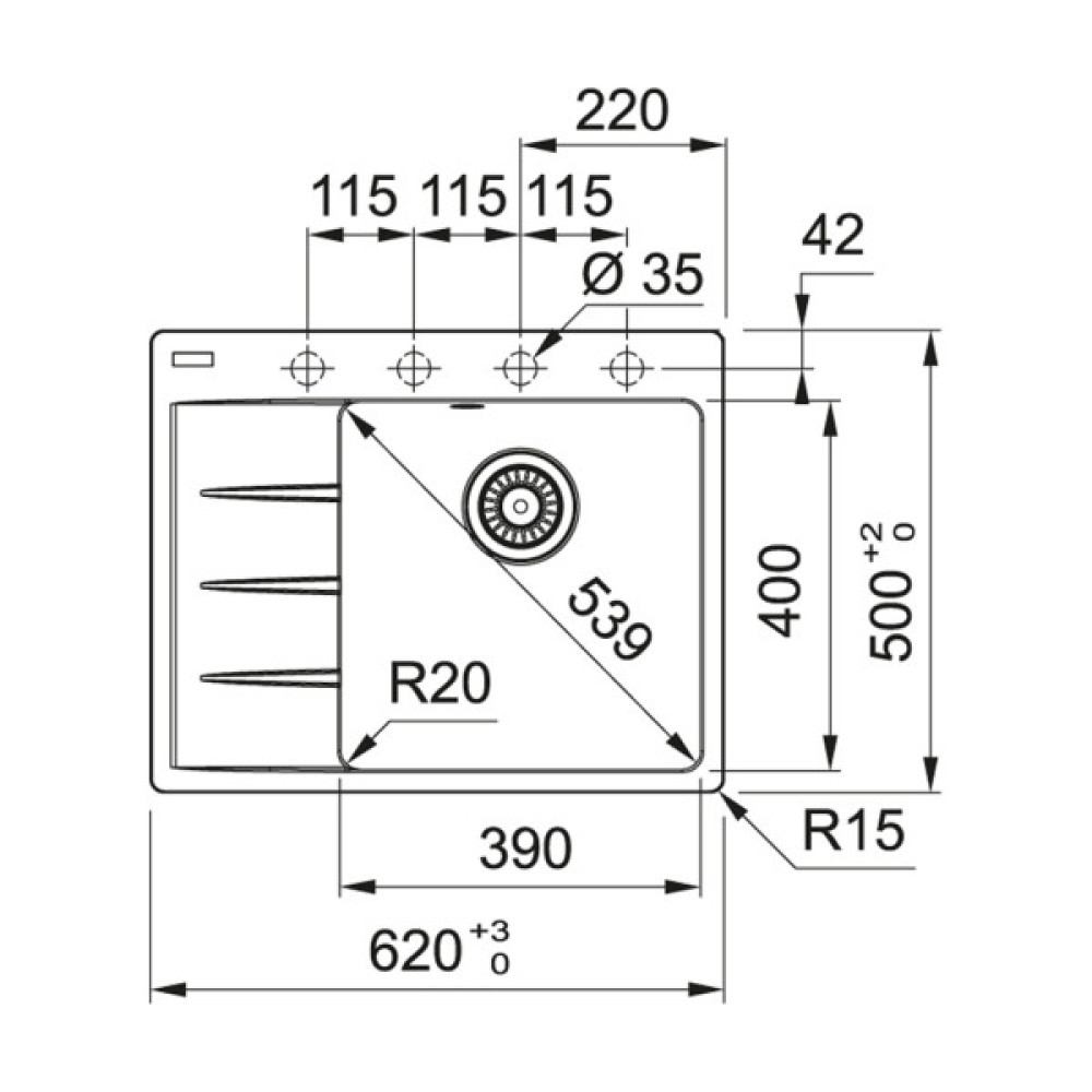 Мийка кухонна Franke Centro CNG 611-62 TL /114.0630.458 (114.0630.458)